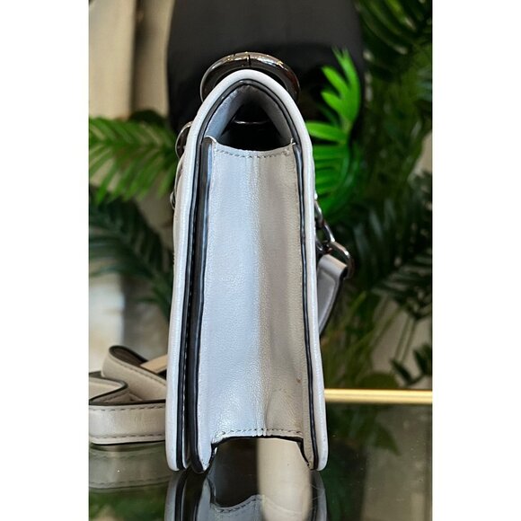 RARE!! Authentic Tory Burch Grey and Gun Metal Small Fleming Shoulder Bag - Picture 2 of 10